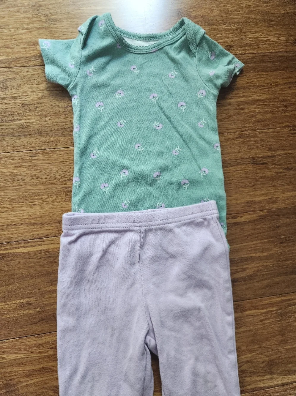 Carter's Baby Girls Short Sleeve Bodysuit And Pants Sets-Purple, Green, 12 Month